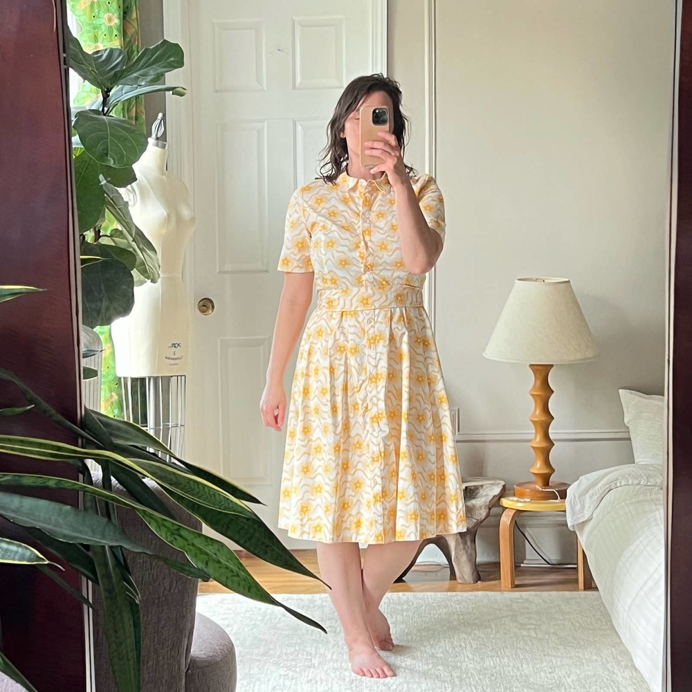 BODEN Yellow Star Print Anastasia Midi Dress